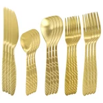Megachef Vague 20 Piece Flatware Utensil Set, Stainless Steel Silverware Meta. Fixed Price $39.99.