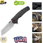 Cjrb Crag Folding Pocket Knife, 3.43" Rose Damascus Steel Blade Carbon Fiber .... Fixed Price $149.59.