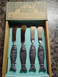 Global Market India 4 Piece Fish Coastal Silver Cheese Spreader Butter Knife Nib. Fixed Price $20.00.