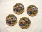 Vintage Set Of Thirsty Natural Solid Sandstone Coasters Cowboy Horse 4-D. Fixed Price $24.99.