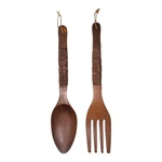 22 Vintage Hand-carved Wooden Fork & Spoon Wall Hanging Set. Fixed Price $26.00.