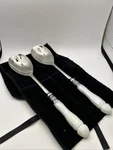 Southern Living Home 2 Piece Salad Serving Fork & Spoon Set W/white Handle. Fixed Price $22.99.