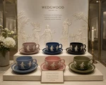 Wedgwood Jasperware Dancing Hours Teacup & Saucer Set Of 6 Brand New Box. Fixed Price $1145.00.
