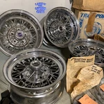 70S Tru=spoke Wire Wheels 2/15X8 2/15X7 Unilug 45-5490 Chrome Reverse Nos Set. Fixed Price $1600.00.
