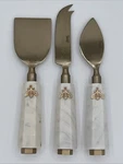 Williams Sonoma Honeycomb Bee Marble Cheese Knives Trio Set Gold Tone. Fixed Price $27.20.