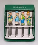 (new - 1997!) Boston Warehouse Set Of 4 Kiss The Cook Spreaders Bbq Folk Knives. Fixed Price $9.59.