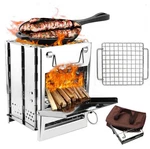 Foldable Camping Wood Burning Stove With Grill, Collapsible Backpa.... Fixed Price $45.53.