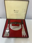 Burnco Salad Maker Set Stainless Steel Teak Wood Box Mcm. Fixed Price $14.99.