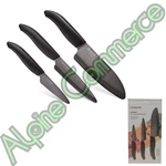 *3-KNIVES* Kyocera Advanced Ceramic Kitchen Knife Set Santoku Black FK-3PC-BKBK. Fixed Price $99.99.