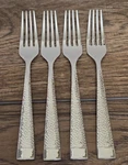 Oneida Stainless Sambre Set Of 4 Dinner Forks 8" Glossy Hammered Flatware New. Fixed Price $26.85.