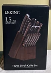 Leking 15-PIECE Block Knife Set Wooden Premium High Carbon Ss New Box. Fixed Price $150.99.