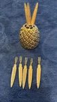 Antique Gilded Dog Pineapple Holder 8 Forks Ornate Heavy Brass Stand. Fixed Price $99.00.