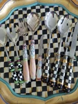 Mackenzie-childs Courtly Check Piccadilly Serving Set Spoon & Fork. Fixed Price $199.99.