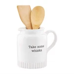 Mud Pie Ceramic Holder With Wood Utensils. Fixed Price $34.95.