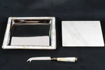 Vintage Ralph Lauren Pearl Cheese Board & Knife Set Marble Mother Of. Fixed Price $74.99.