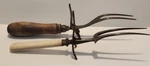 Group Of Two Antique Meat Carving Serving Forks With Stands. Fixed Price $11.99.