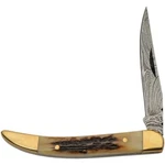 Damascus Toothpick Folding Knife Steel Blade Stag/brass Handle 1354. Fixed Price $19.09.