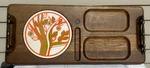 Vintage Imperial Deluxe Hostess Server Walnut Hardwood + Ceramic Cheese Board. Fixed Price $11.00.