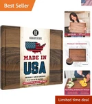 Sustainable 17X11 Walnut Cutting Board Built-in Juice Groove & Reversible. Fixed Price $157.59.