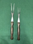 Vintage Cutco #26 #27 Turning & Carving Forks Brown Swirl Handle. Fixed Price $10.00.