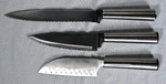 Set Of (3) Ginsu Koden Santoku Stainless Steel Knives. Fixed Price $19.95.