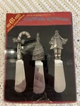 Christmas Holiday Stainless Steel Cheese Spreaders Santa Candy Cane Tree Nib. Fixed Price $7.00.