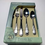 Hampton Silversmiths Swirl Mirror 20 Pc Flatware Set Stainless Service For 4. Fixed Price $39.99.