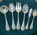 Rogers 1881 Oneida Silverplate King James 6 Piece Serving Set Utensils. Fixed Price $22.99.