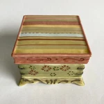 Vintage Tracy Porter Jewelry Trinket Box Ceramic Stripes Flowers Green Small. Fixed Price $17.99.