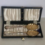 Vintage William Adams Sheffield Silverplate Gold Wash 2 Serving Spoons W/box. Fixed Price $34.99.