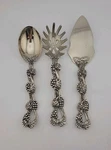 Vtg Godinger Silver Plated Grape Serving Set 3 Salad Fork Lrg Spoon Cake Server. Fixed Price $23.95.