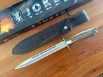 Joker Chamois Hunting Knife 10 Mova Blade Deer Antler Handle Made Spain. Fixed Price $152.36.