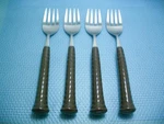 Noritake Primastone Set Of 4 Dinner Forks Ceramic Handle Desert Flowers Brown. Fixed Price $21.95.