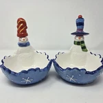 Snowman Dip Bowls & Spreaders Set Of 2 By Seasonal Elements Christmas Holiday. Fixed Price $6.99.