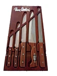 5 Pc Knife Set Vintage 1978 Japan Pierre Santini Stainless Cooks Wood Handles. Fixed Price $29.99.
