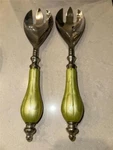 Julia Knight Set Of 2 Peony Mother Pearl Salad Serving Utensils Kiwi Green. Fixed Price $64.99.