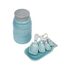 World Market Mason Jar Ceramic Measuring Cups With Spoons Aqua Blue Set. Fixed Price $25.00.