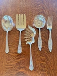 Vin/ant (5) Pcs Lot Sterling Silver .925 Flatware Large Serving Spoons & Forks. Fixed Price $1150.00.
