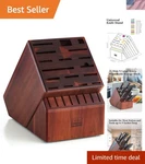 Universal Acacia Wood Knife Block With 25 Slots Easy Access, Non-slip Design. Fixed Price $86.99.