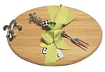 Fleur Lis Bamboo Cutting Board Set With Beaded Fork 10" By Mud Pie. Fixed Price $19.96.