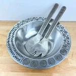 Wilton Armetale Reggae 3-PIECE Large Salad Bowl Set Includes Servers. Fixed Price $49.99.