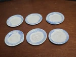 Six Mini Ceramic Blue&white Glazed Tea Spoon Rests/platessigned. Fixed Price $60.00.
