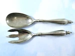 Godinger Silver Plated Salad Fork Spoon Set Solid Heavy Ribbed Handles 11.25. Fixed Price $22.26.