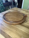Vtg Wooden Carved Musical Cake Stand W/ Server - Plays Happy Birthday. Fixed Price $30.00.
