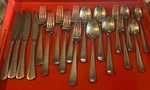 19 Pc Hampton Silversmiths Melody Stainless Mixed Flatware Plain Round Tip. Fixed Price $55.25.