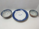 Happy Cat Rice Soup Bowl Lot Of 3 Japan Kotobuki Porcelain Sleepy Blue Stone Set. Fixed Price $29.99.