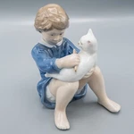 Royal Copenhagen Porcelain Girl Combing Cat Figurine 4631 - Free Usa Shipping. Fixed Price $108.00.