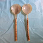Williams Sonoma Horn Salad Servers W/rattan Handles. Fixed Price $14.99.
