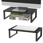 2 Pack Monitor Stand Riser Wood Desk Shelf With Storage, Laptop C.... Fixed Price $30.05.