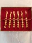 Vintage Gold Tone Beaded Cocktail Forks Set Of 6 Hors D'oeuvres Picks 3". Fixed Price $8.50.